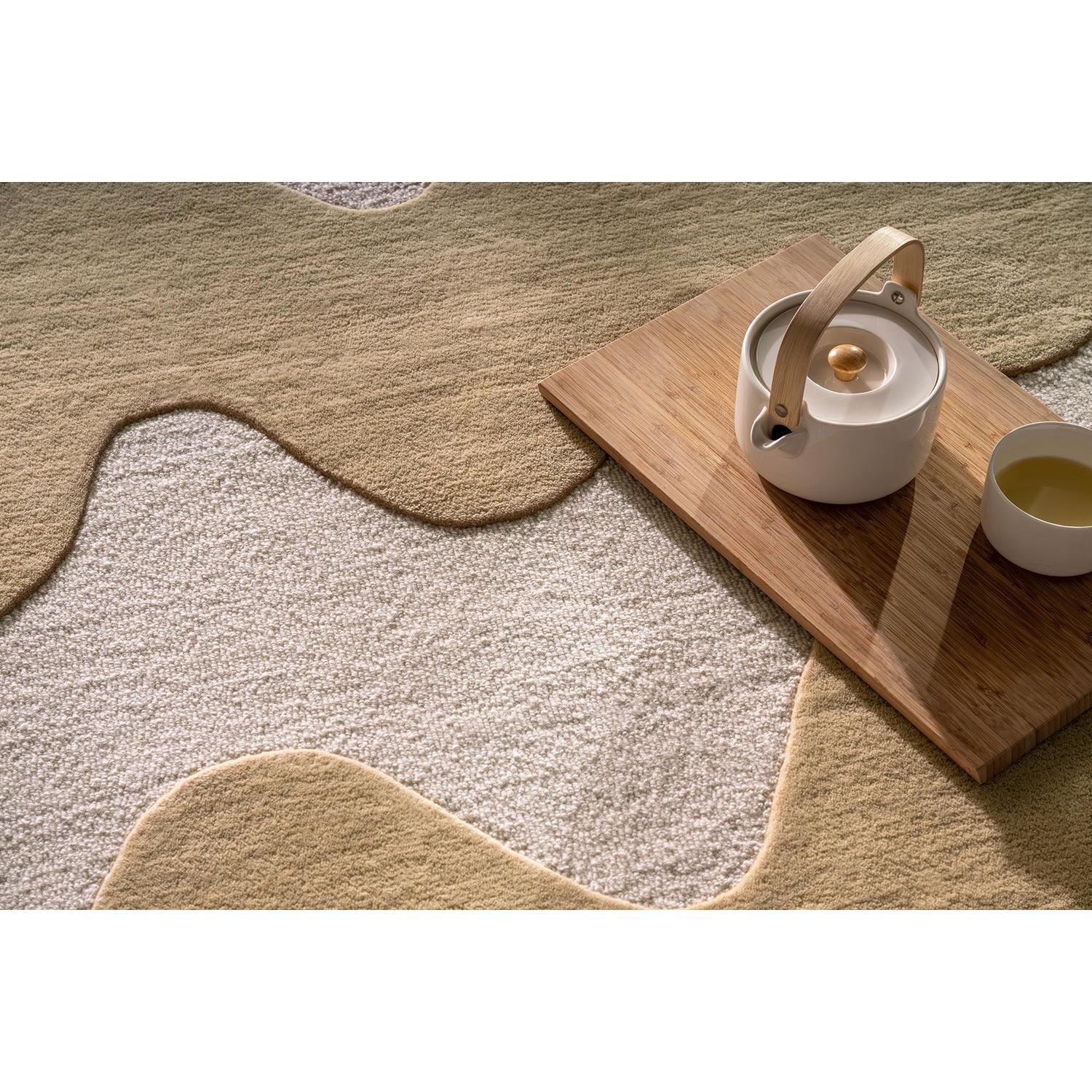 Marimekko Lokki Butter 133901 Runner Rug featuring abstract pattern in ivory, cream and taupe on beige, hand-tufted wool
