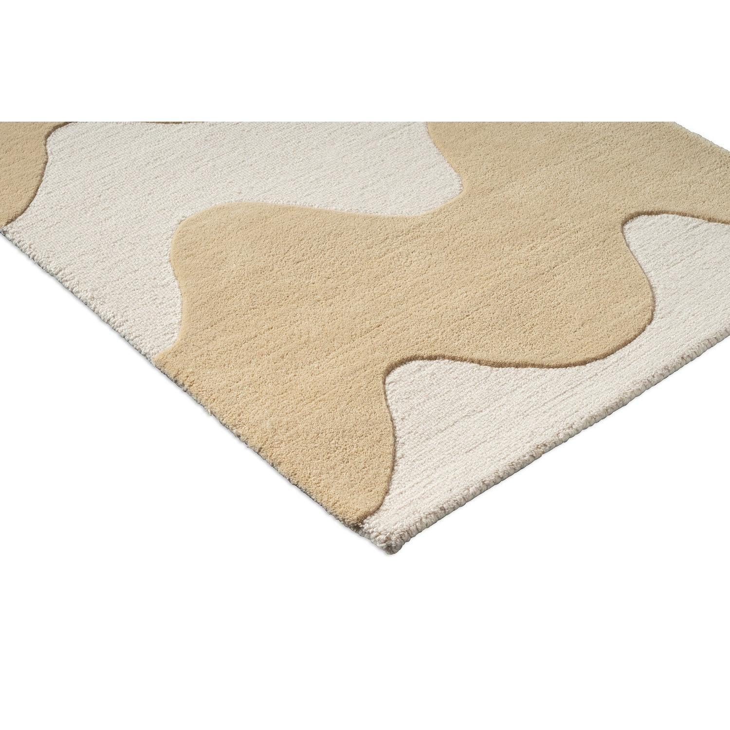 Marimekko Lokki Butter 133901 Runner Rug featuring abstract shapes in beige, cream, light tan on ivory background, machine-made wool