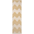 Marimekko Lokki Butter 133901 Runner Rug with wavy pattern in butter, beige and ivory on ivory bg, hand-tufted wool