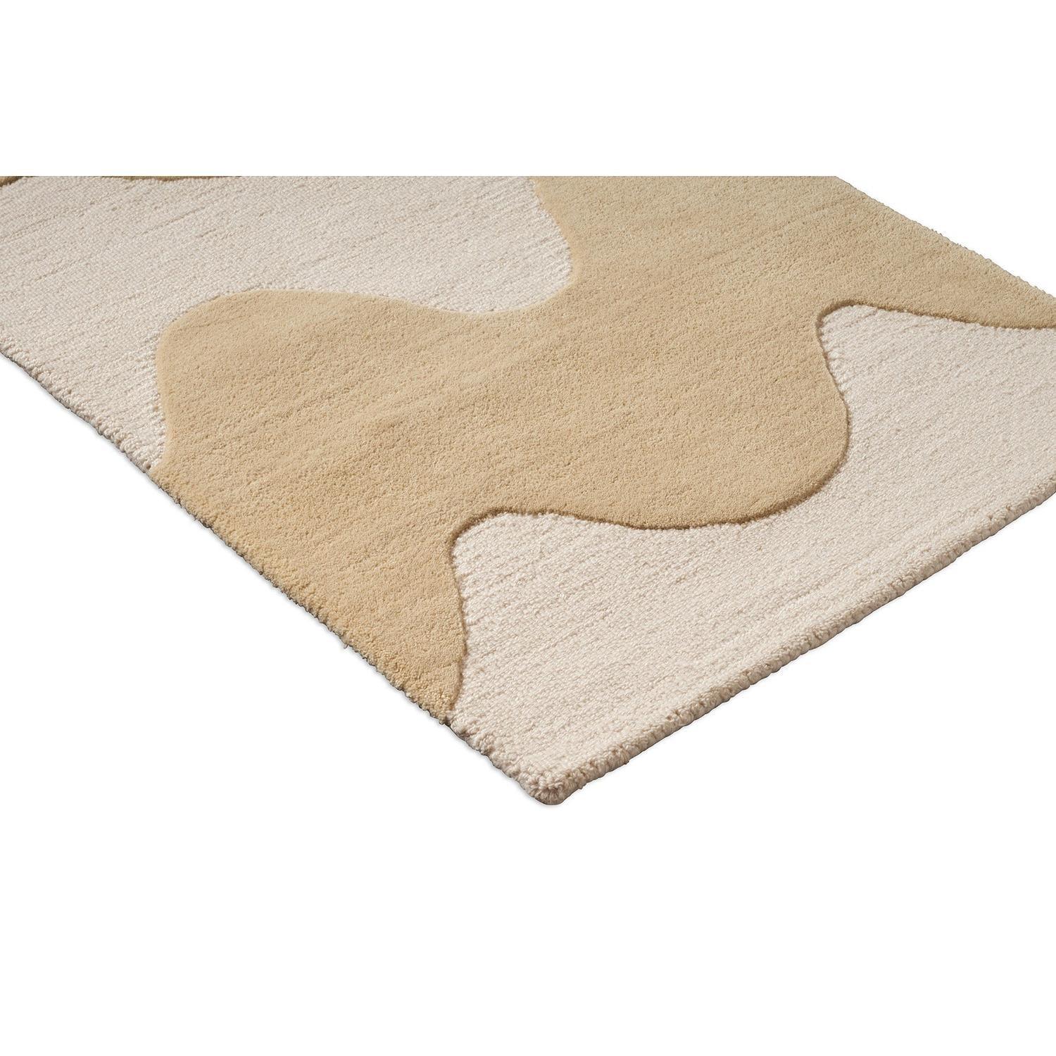 Marimekko Lokki Butter Runner Rug featuring abstract shapes in butter, cream and beige on cream, hand-tufted wool