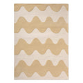 Marimekko Lokki Butter Rug featuring wavy stripe pattern in butter, beige and ivory on cream, hand-tufted wool