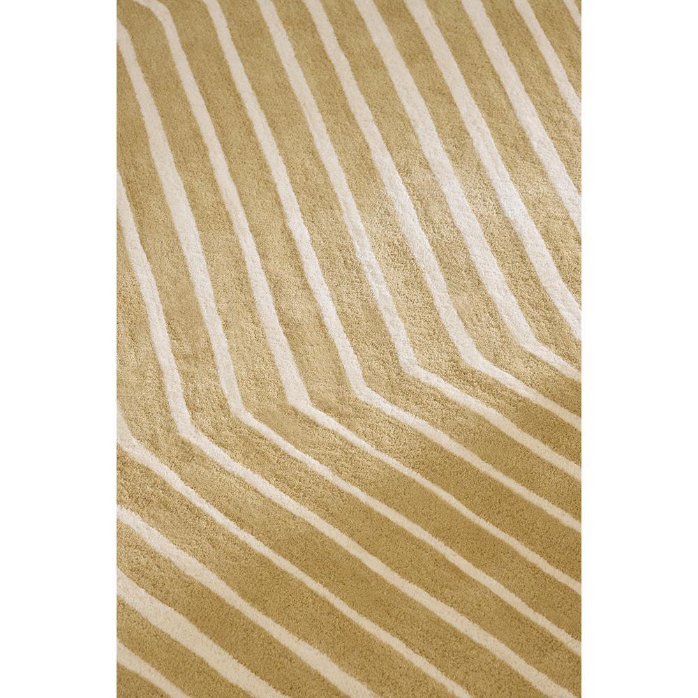 Marimekko Kalasaaski Brass 134001 Rug featuring wavy striped pattern in white on brass background, machine-woven wool