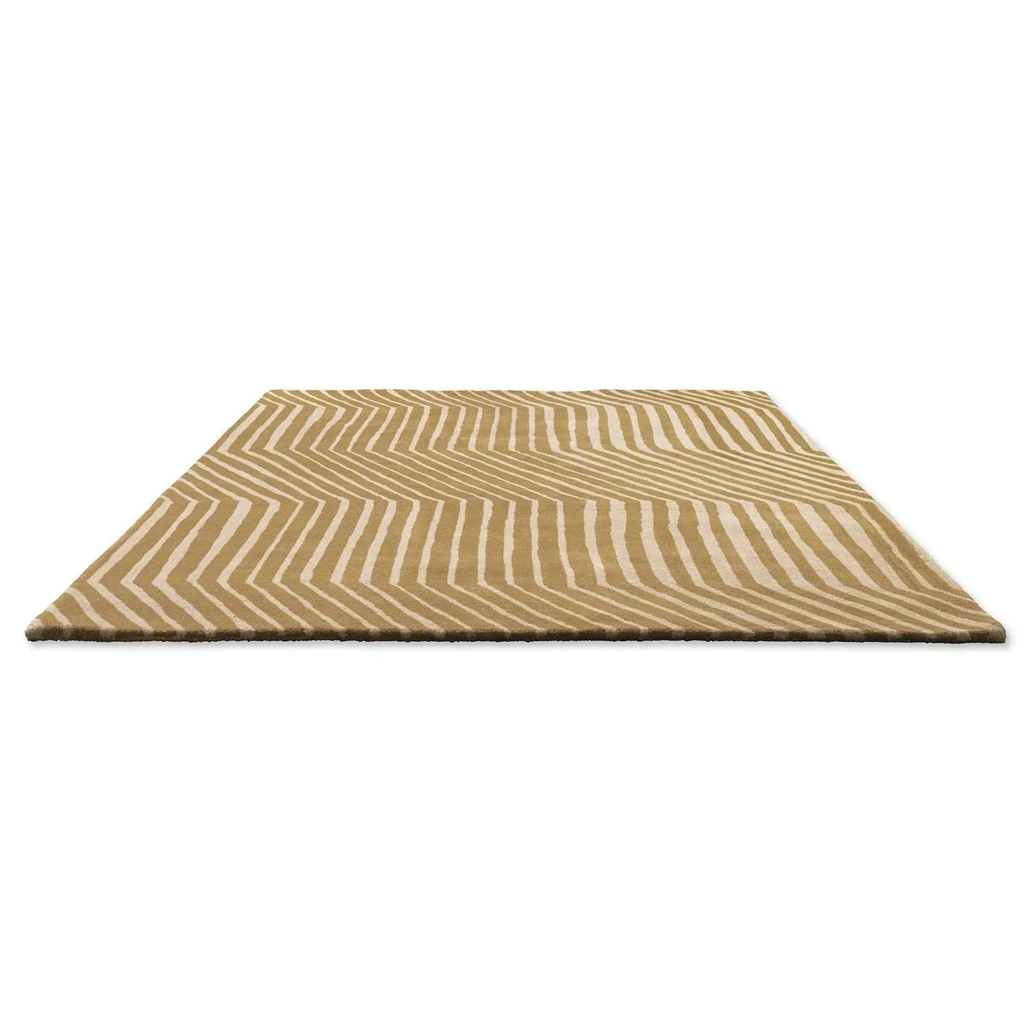 Marimekko Kalasaaski Brass 134001 Rug featuring zigzag stripes in brass and ivory on white machine-made synthetic