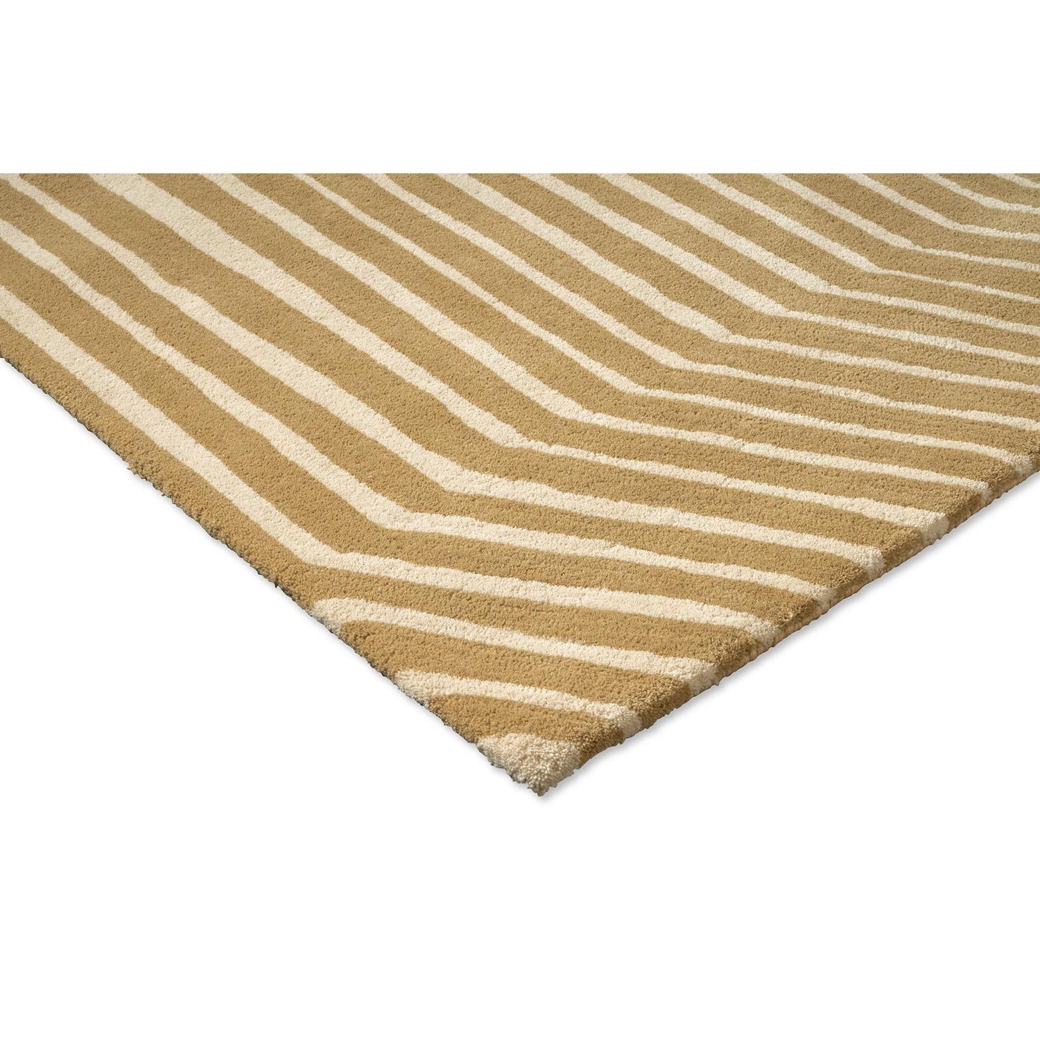 Marimekko Kalasaaski Brass 134001 Rug featuring diagonal striped brass/tan and ivory on beige, hand-tufted wool