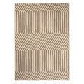 Marimekko Kalasaaski Greige Rug featuring geometric pattern in beige and brown on cream background, hand-tufted wool