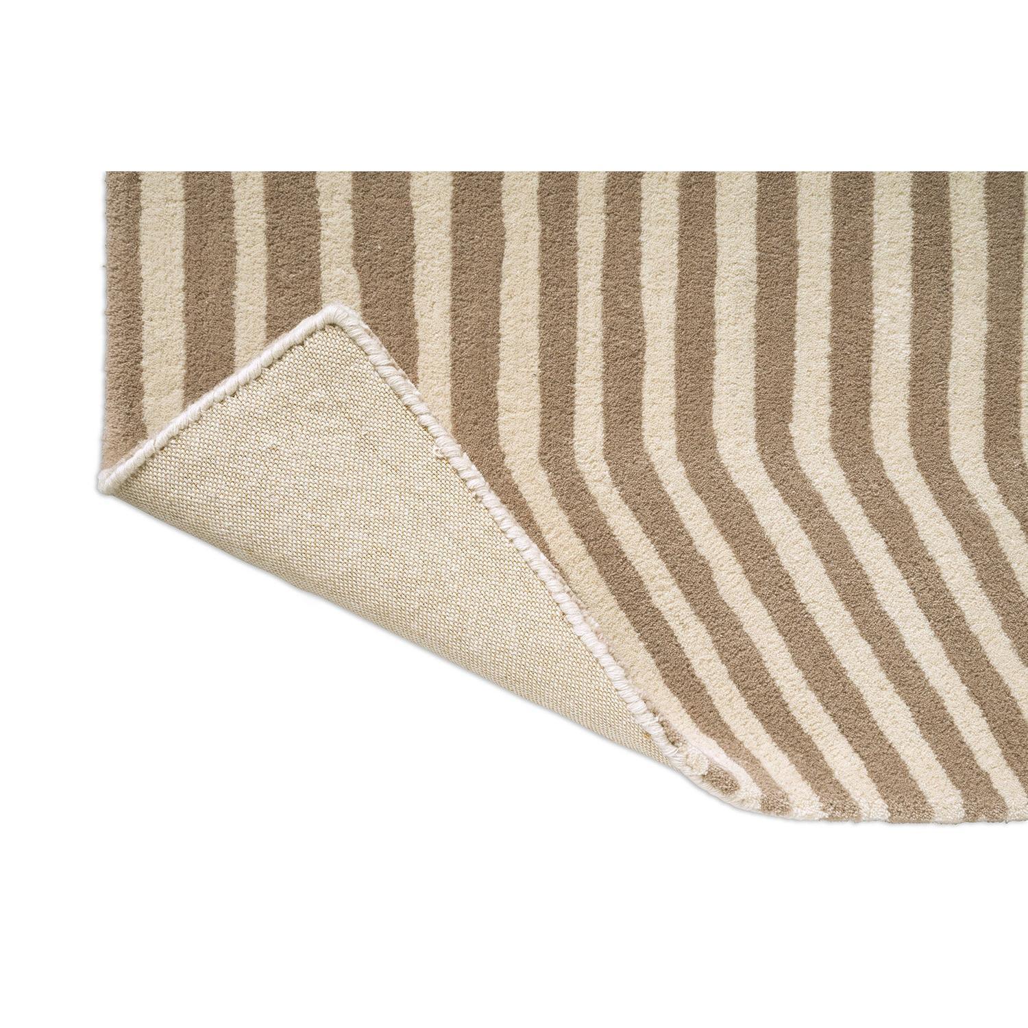 Marimekko Kalasaaski Greige Rug featuring striped pattern in beige and taupe on beige background, tufted wool