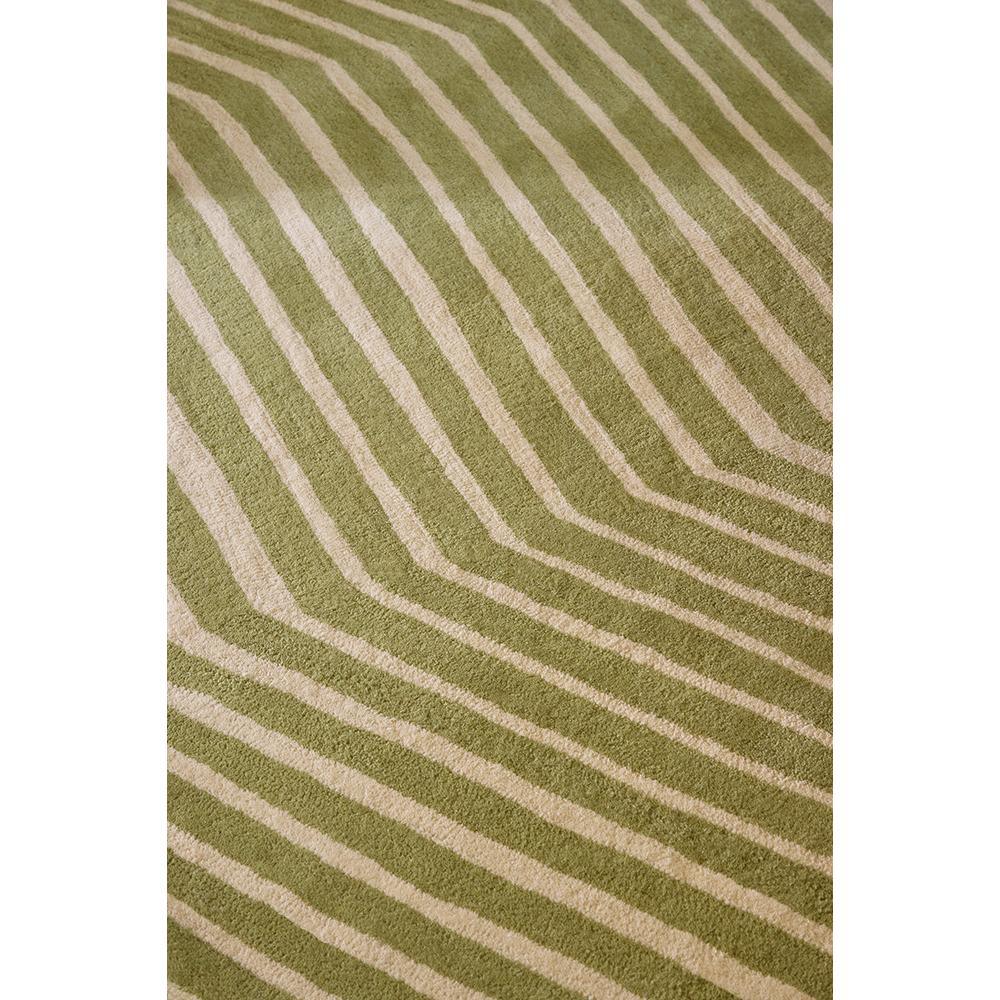 Marimekko Kalasaaski Light Green 134007 Rug featuring cream wavy stripes on olive green background, woven wool