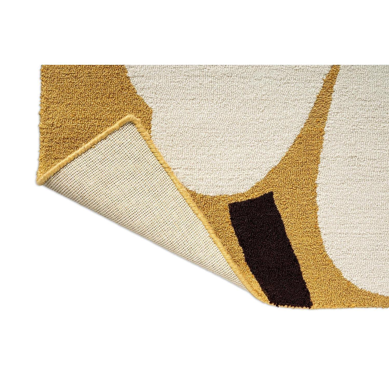 Marimekko Unikko Anniversary Outdoor Rug – floral, honey yellow/cream/black on beige; power-loomed polypropylene