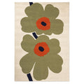 Marimekko Unikko Outdoor Rug featuring Unikko floral in dusty olive, burnt orange, navy on cream, loomed polypropylene