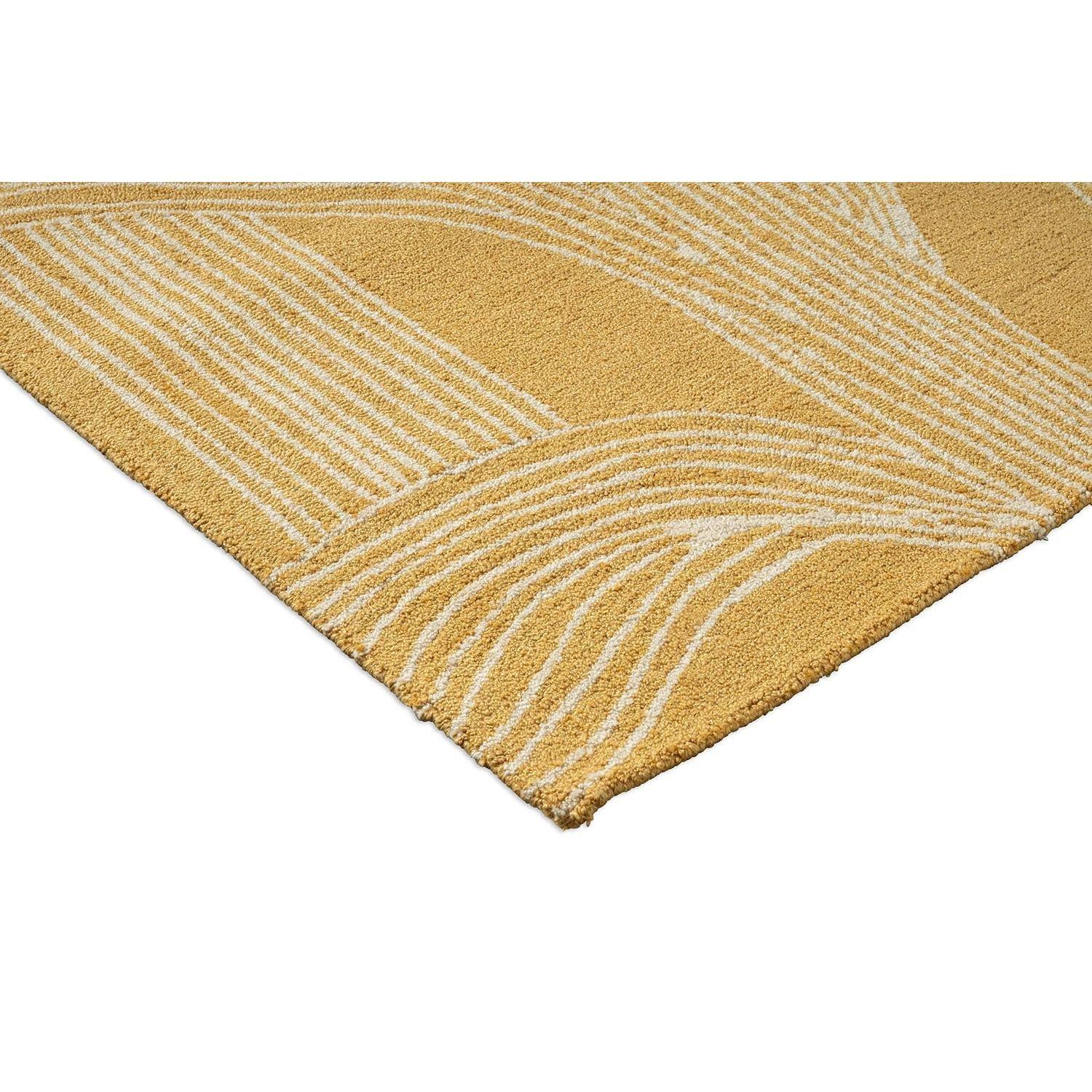 Marimekko Kukat Puhkeavat Straw Outdoor Rug with stripe pattern in straw yellow and cream on straw, powerloomed PP