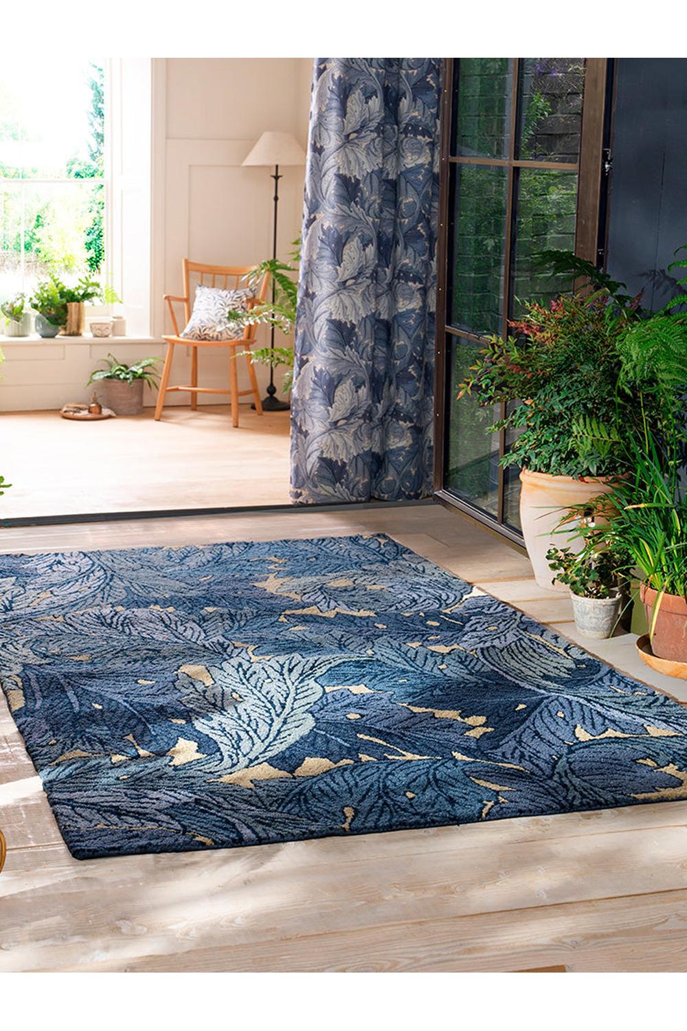 Morris & Co Acanthus Indigo Designer Outdoor Rug