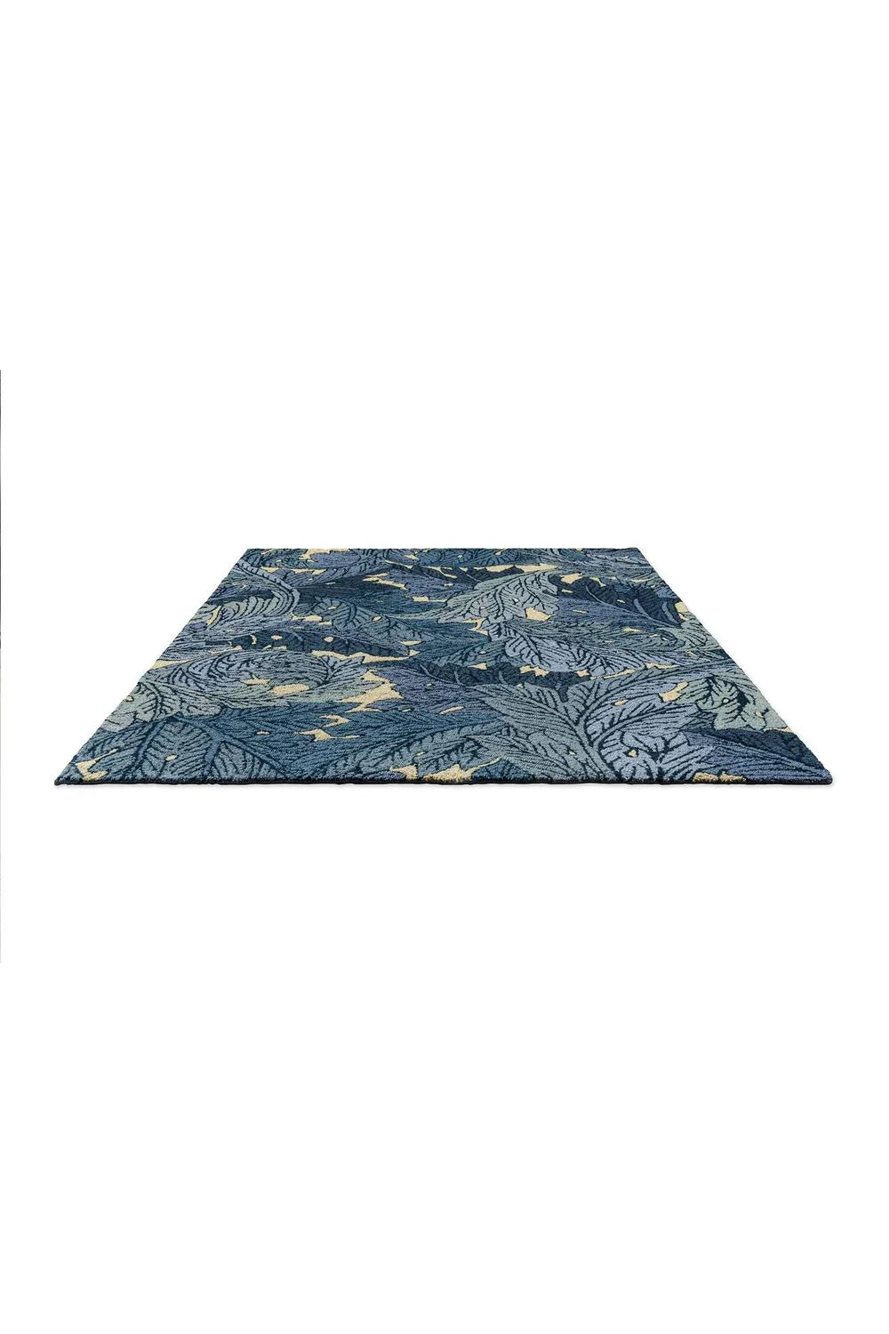 Morris & Co Acanthus Indigo Outdoor Rug featuring botanical pattern in navy, indigo, teal and cream on deep indigo background, machine-made polypropylene