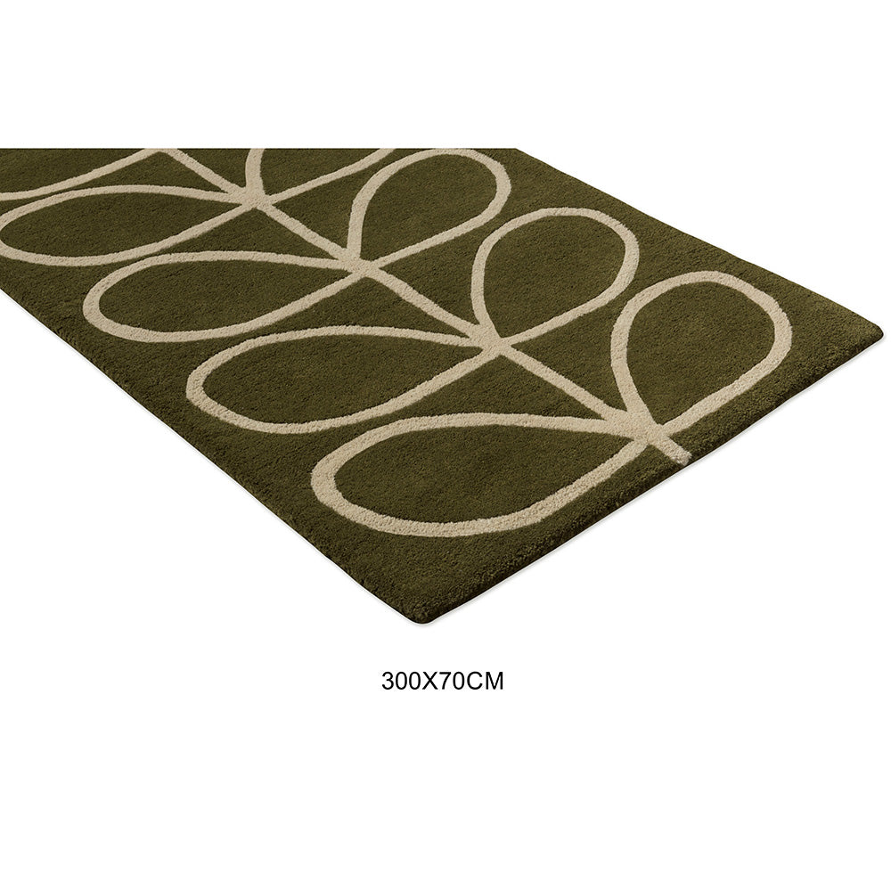 Orla Kiely Linear Stem Olive  Runner Rug