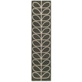 Orla Kiely Linear Stem Slate runner rug featuring iconic stem leaf motif in vertical linear columns with cream outlines on sophisticated slate grey background
