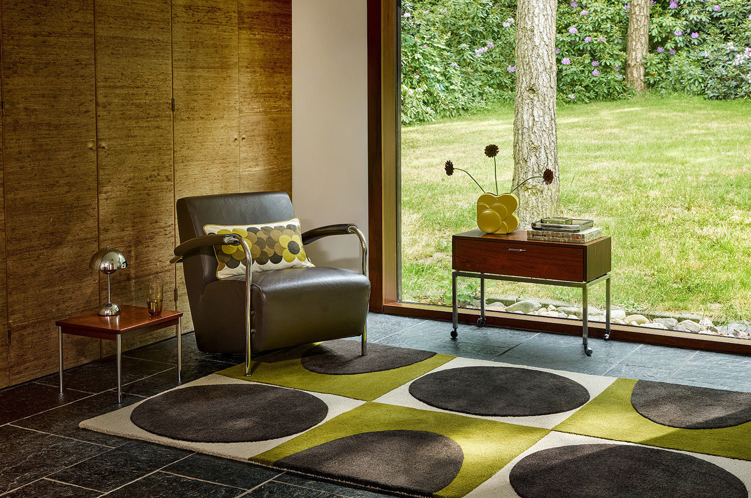 Orla Kiely Spot Square Walnut Lichen Designer Rug