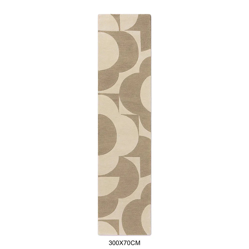 Orla Kiely Prism Flower Rug featuring circular pattern in mushroom and ecru on beige, hand-tufted wool by Brink & Campman