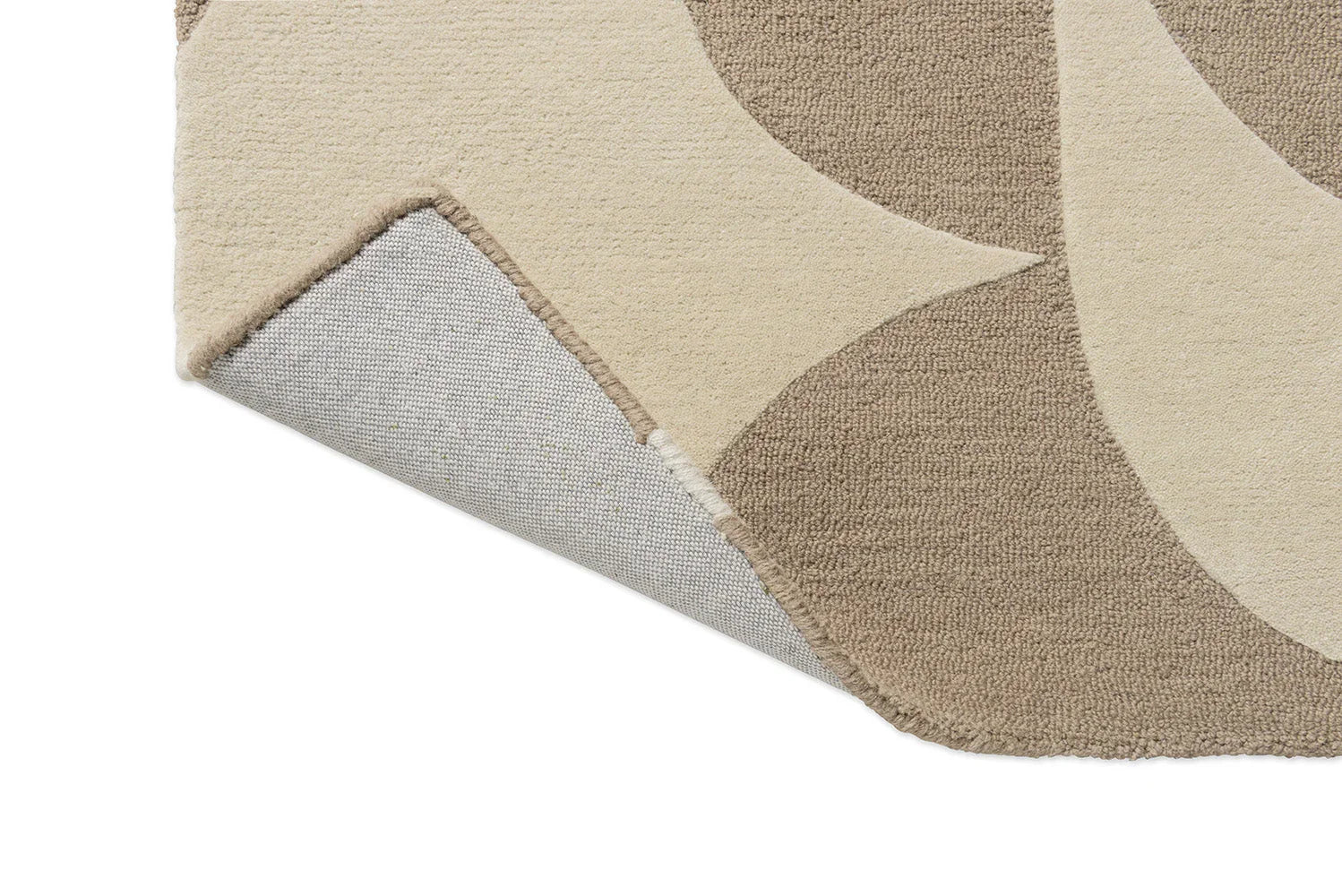Orla Kiely Prism Flower Rug featuring geometric pattern in ecru, cream, taupe and cocoa on cream, hand-tufted wool