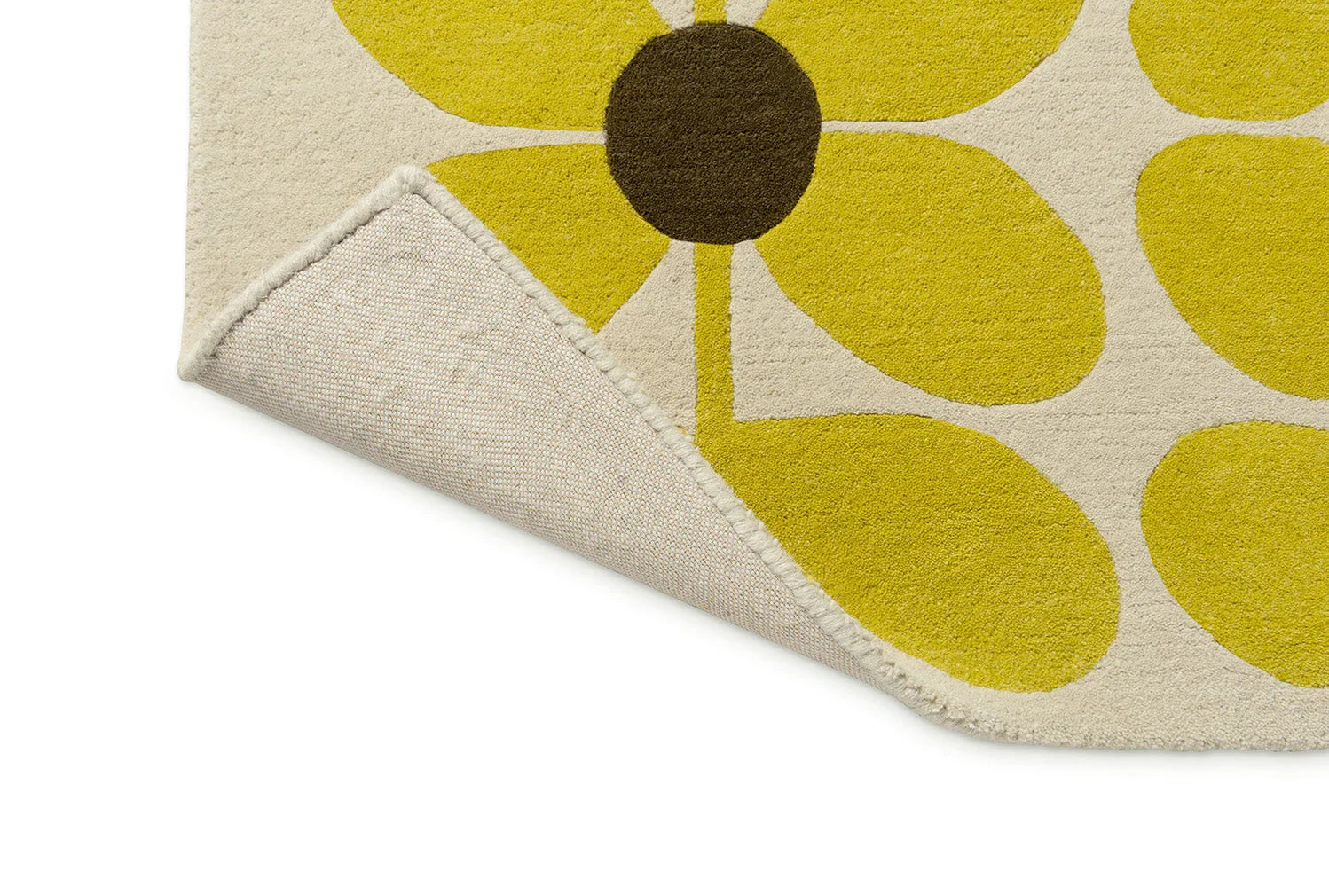 Orla Kiely Sixties Stem Yellow Rug featuring botanical stem pattern in mustard yellow, ivory and brown on cream background, power-loomed wool