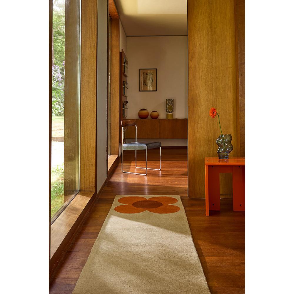 Orla Kiely Flower Placement Pumpkin Ecru  Runner Rug