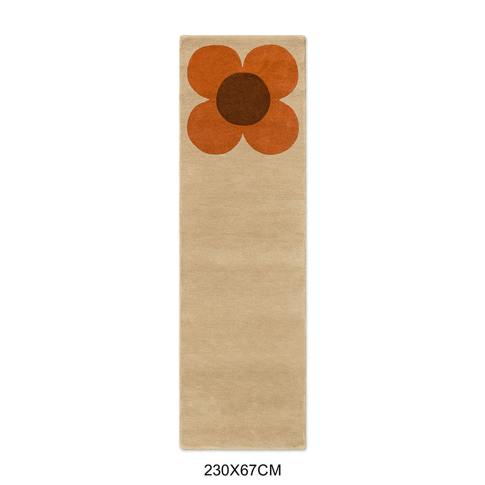 Orla Kiely Flower Placement Pumpkin Ecru  Runner Rug