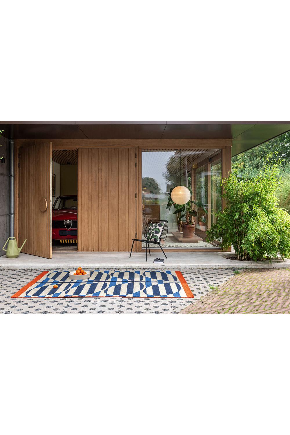 Orla Kiely Stripy Stem Azure Designer Outdoor Rug