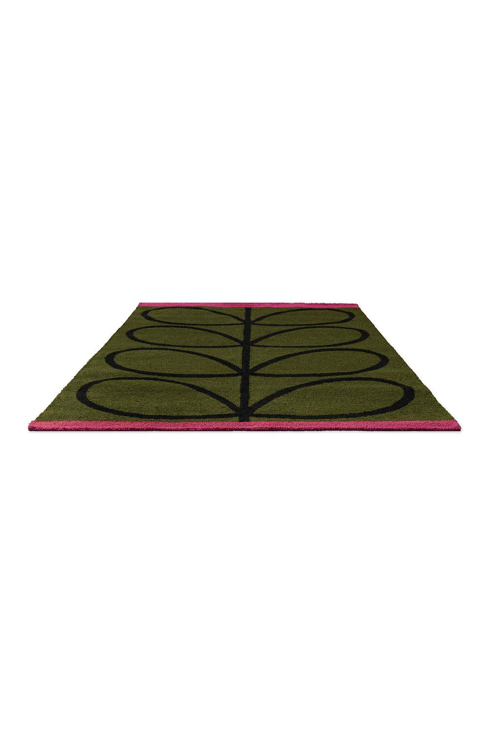 Orla Kiely Linear Stem Olive Designer Outdoor Rug