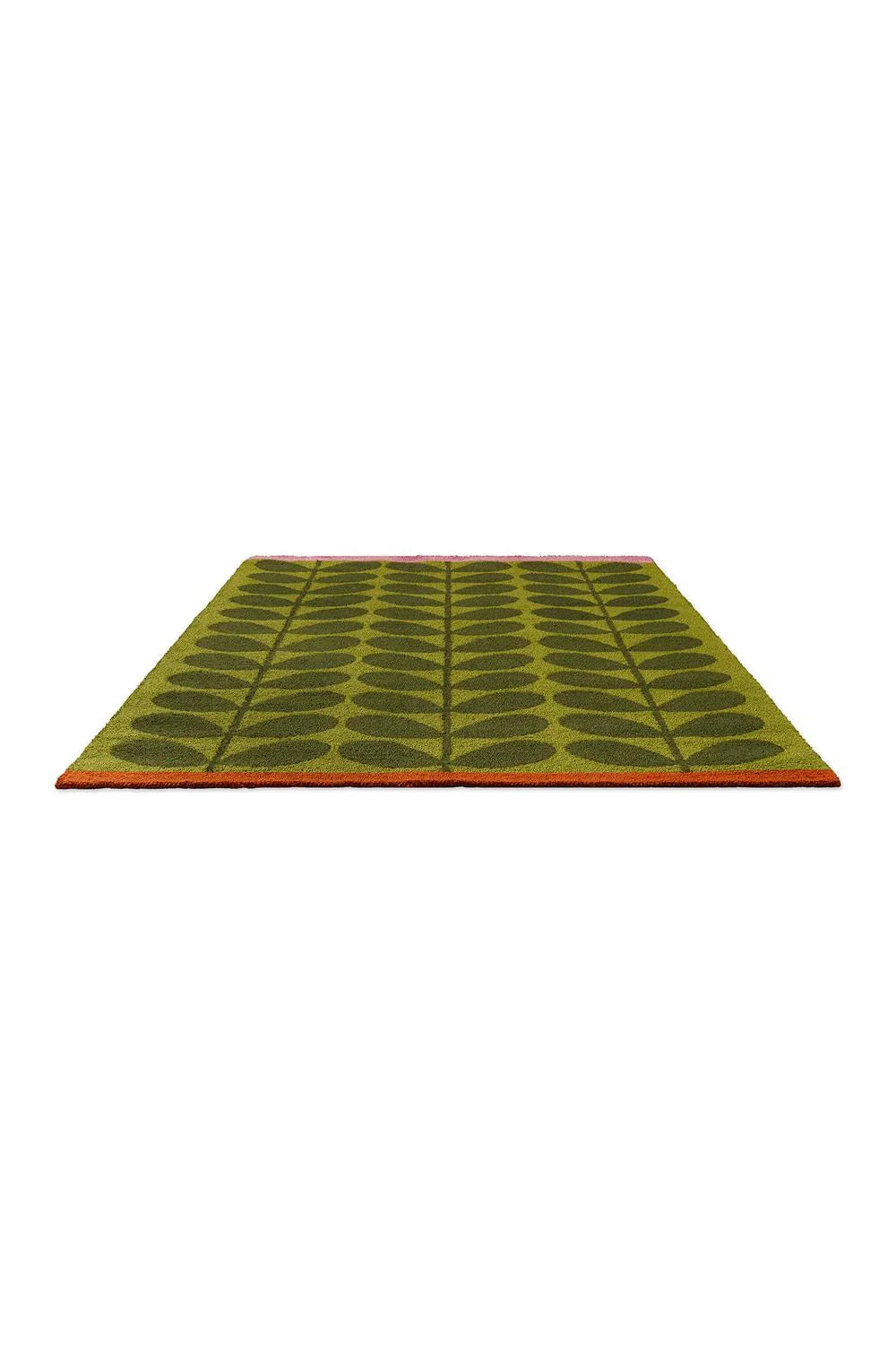 Orla Kiely Solid Stem Seagrass Outdoor Rug featuring stem pattern in olive and dark green on lime background, power-loomed polypropylene