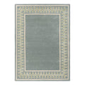Sanderson Linnean Porcelain hand-tufted wool rug featuring Greek key-inspired geometric border in jade green, cream, and sage with solid jade centre
