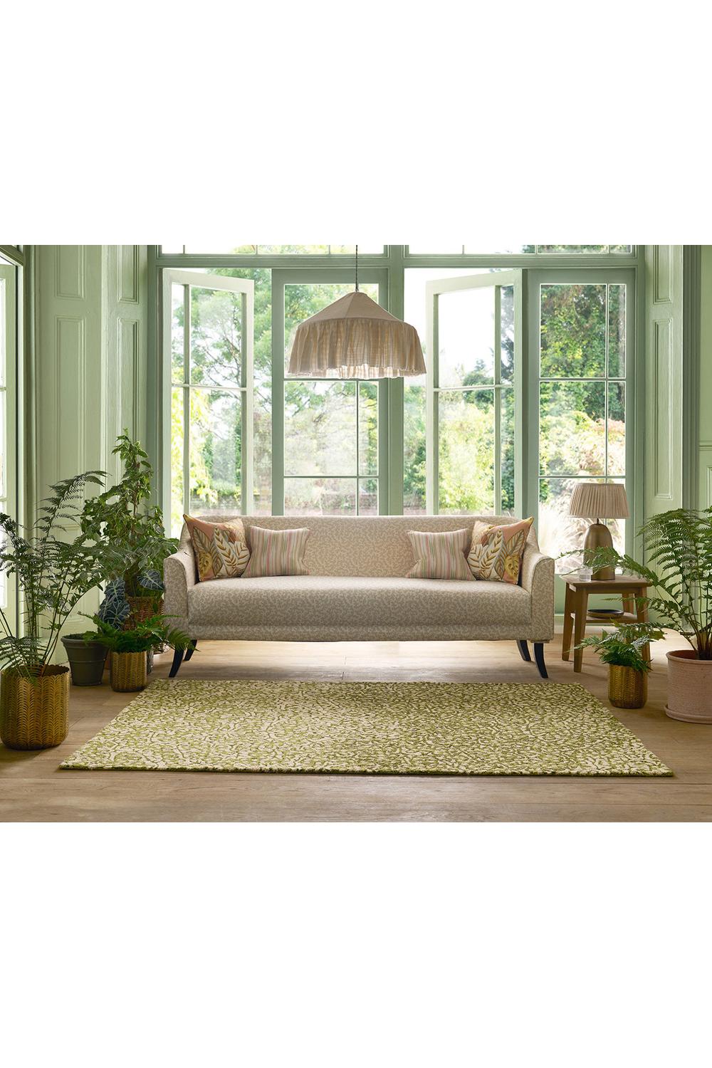 Sanderson Truffle Olive Designer Outdoor Rug