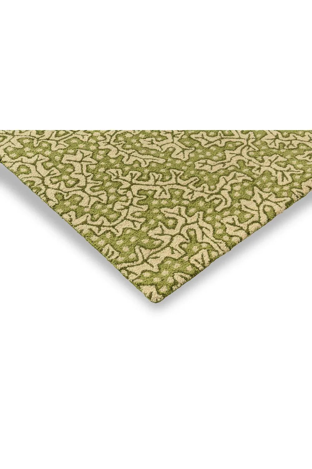 Sanderson Truffle Olive Outdoor Rug featuring botanical vine pattern in olive green and cream on olive background, machine-woven polypropylene