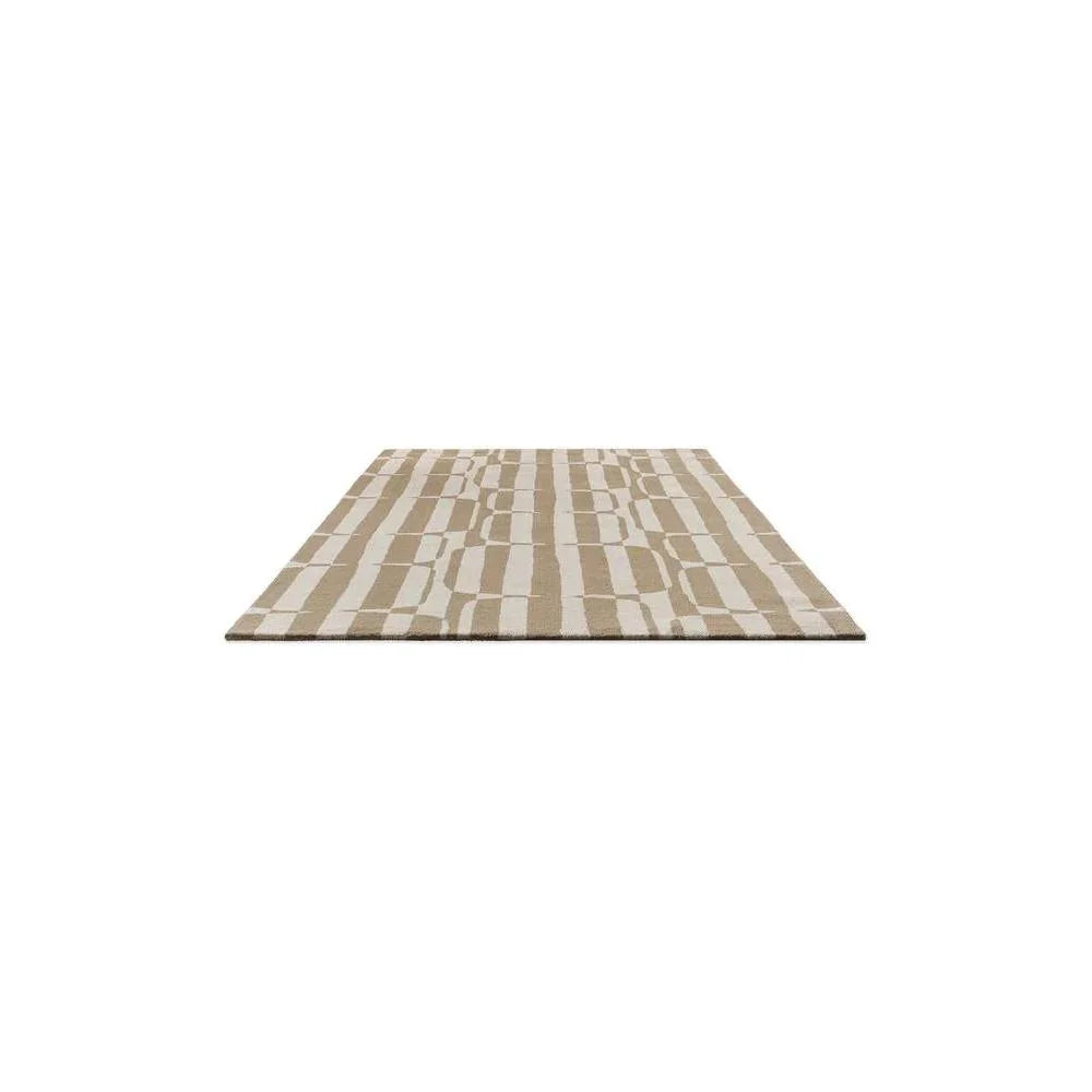 Scion Lohko Stripe Pebble Designer Rug featuring block stripe pattern in beige, cream and taupe on cream background, hand-tufted wool