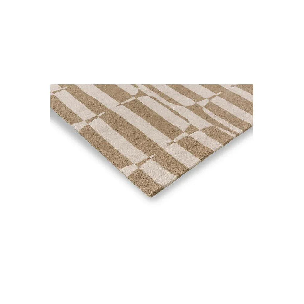 Scion Lohko Stripe Pebble Rug featuring geometric stripe pattern in beige, tan and cream on cream background, hand-tufted wool