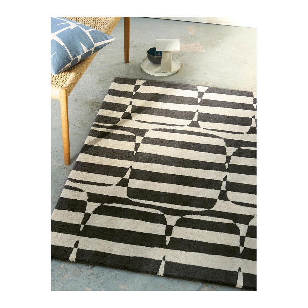 Scion Lohko Stripe-charcoal Designer Rug featuring bold striped geometry in charcoal and cream on light background, hand-tufted wool
