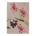 Ted Baker Botanical Tulip Burgundy Outdoor Rug featuring tulip pattern in burgundy, red, cream and green on beige, machine-made polypropylene