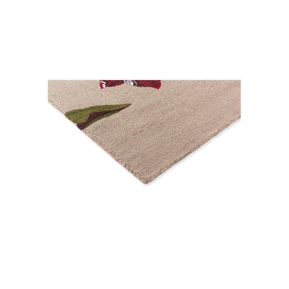 Ted Baker Botanical Tulip Burgundy Outdoor Rug featuring tulip pattern in burgundy and green on beige, machine-made polyester