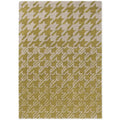 Ted Baker Houndstooth Mustard Outdoor Rug featuring houndstooth in mustard and cream on pale background, outdoor designer rug