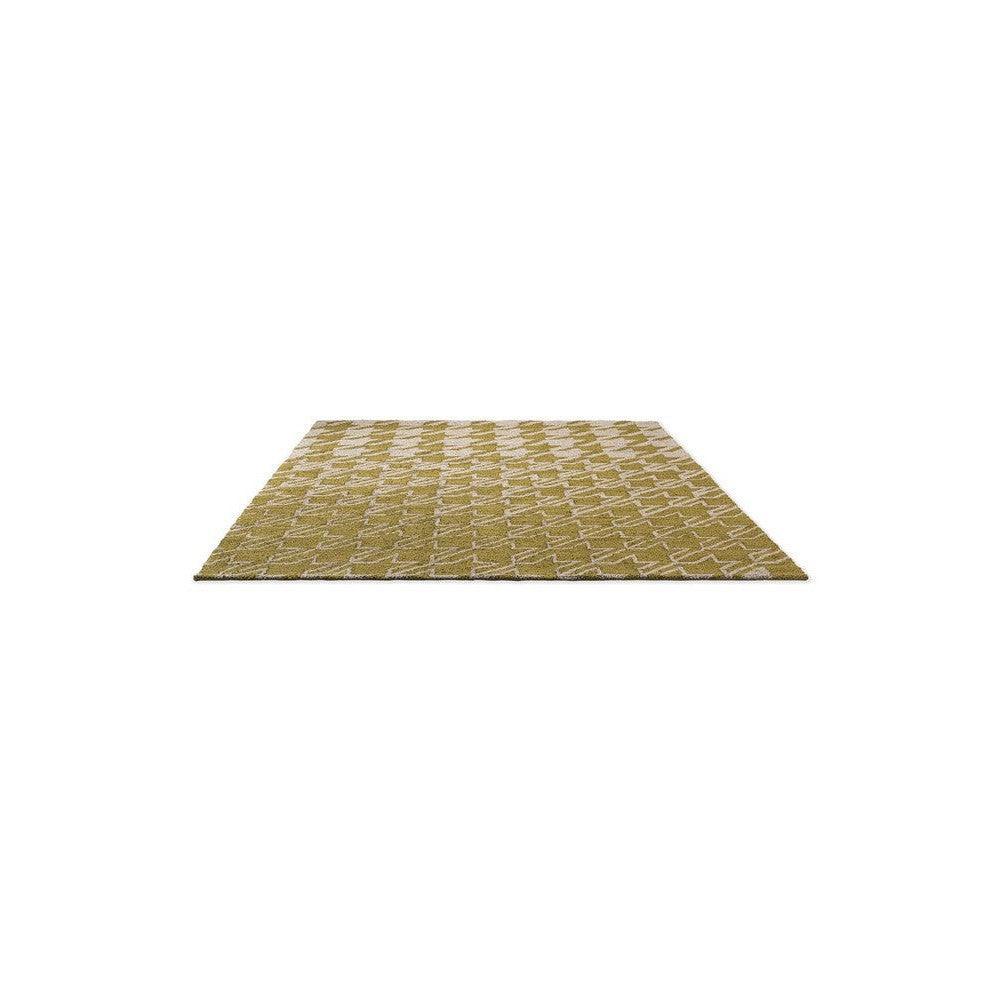Ted Baker Houndstooth Mustard Outdoor Rug featuring houndstooth pattern in mustard, cream and taupe on ivory background, machine-made outdoor polypropylene