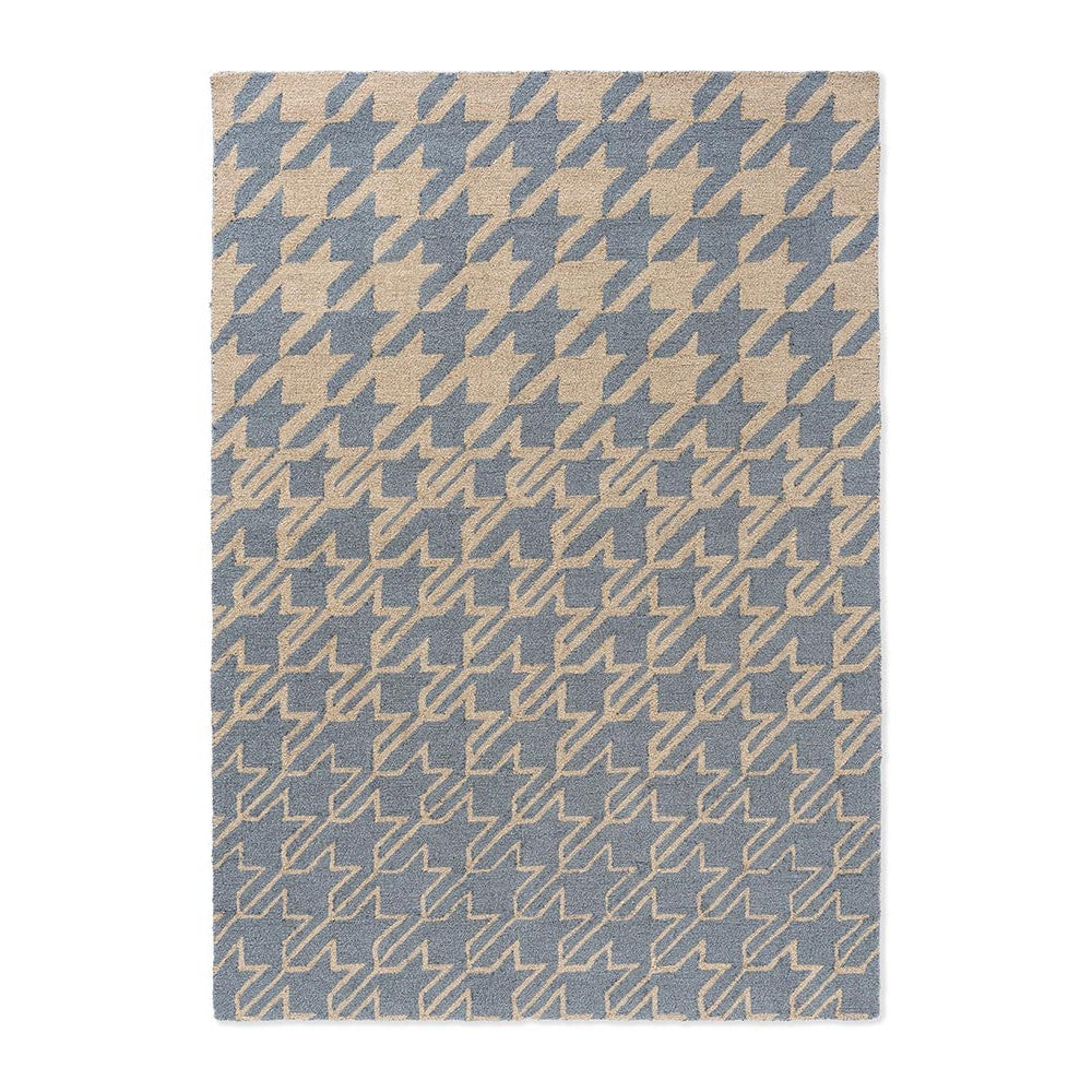 Ted Baker Houndstooth Washed Blue Outdoor Designer Rug