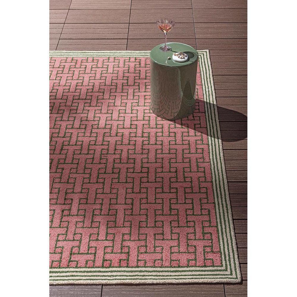 Ted Baker T Monogram Dusted Pink Outdoor Designer Rug