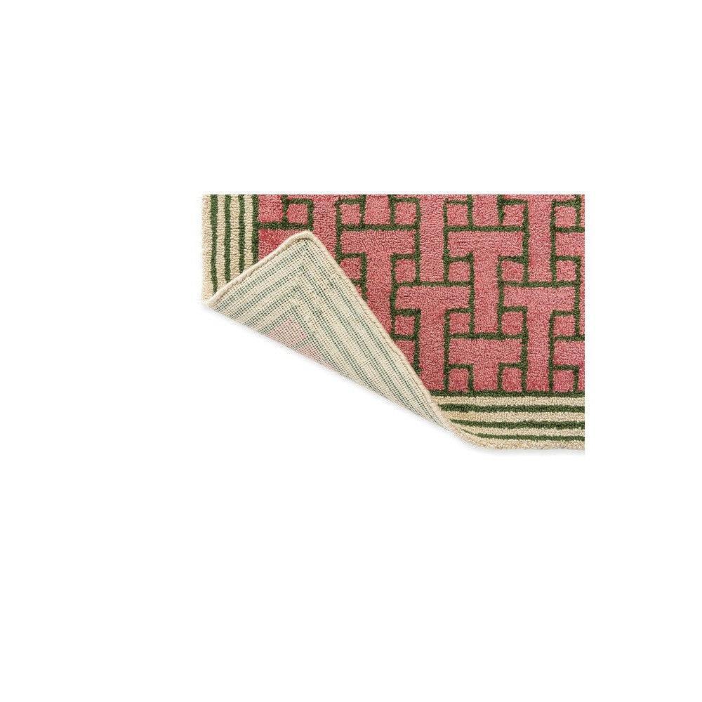 Ted Baker T Monogram Dusted Pink Outdoor Rug featuring geometric pink/green/cream pattern on beige, power-loomed polypropylene