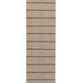 Brink & Campman Zona Olive Stitch Runner featuring striped geometric pattern in beige, cream and dark brown on taupe, power-loomed polypropylene