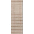 Brink & Campman Zona Terra Stitch Runner featuring geometric grid in beige, taupe and brown on cream background, woven outdoor rug, synthetic fibre