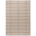 Brink & Campman Zona Terra Stitch outdoor rug featuring plaid stripe in cream, tan and rust on pale beige, machine-woven polypropylene