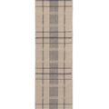 Brink & Campman Zona Denim Check Runner featuring denim blue and beige plaid on light tan background, machine-woven polypropylene