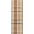 Brink & Campman Zona Cashew Block Stripe Runner featuring beige, taupe and brown plaid on light cream background, machine-made outdoor polypropylene rug