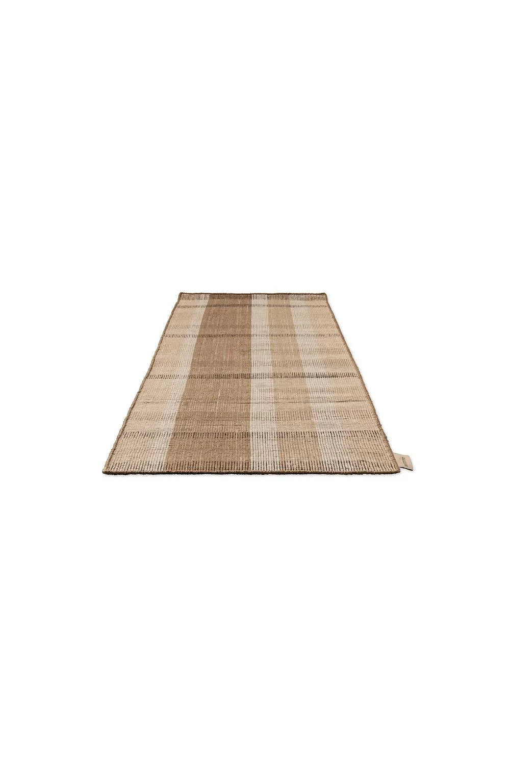 Brink & Campman Zona Cashew Block Stripe Runner featuring block stripe in cashew, beige, cream, taupe on cream background, machine-woven outdoor polypropylene