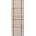 Brink & Campman Zona Sesame Line Runner featuring plaid lines in beige and camel on beige background, machine-made polypropylene outdoor rug