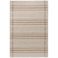 Brink & Campman Zona Sesame Line outdoor rug featuring striped grid pattern in cream, tan and light brown on beige background, power-loomed polypropylene
