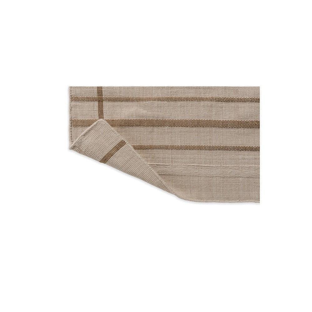 Brink & Campman Zona Sesame Line Outdoor Rug featuring beige and taupe horizontal stripes on light beige background, outdoor flatwoven synthetic