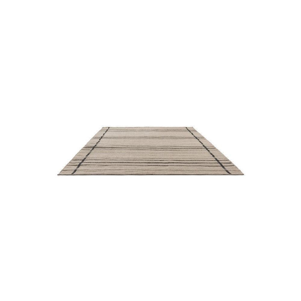 Brink & Campman Zona Charcoal Line outdoor rug featuring beige-tan stripes with charcoal lines on beige background, machine-woven polypropylene